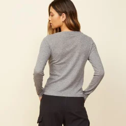 MONROW Asymmetric Long Sleeve Top GRANITE Outlet