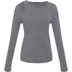 MONROW Asymmetric Long Sleeve Top GRANITE Outlet
