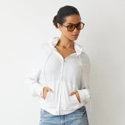 MONROW Baby Thermal Slouchy Zip Up WHITE Clearance