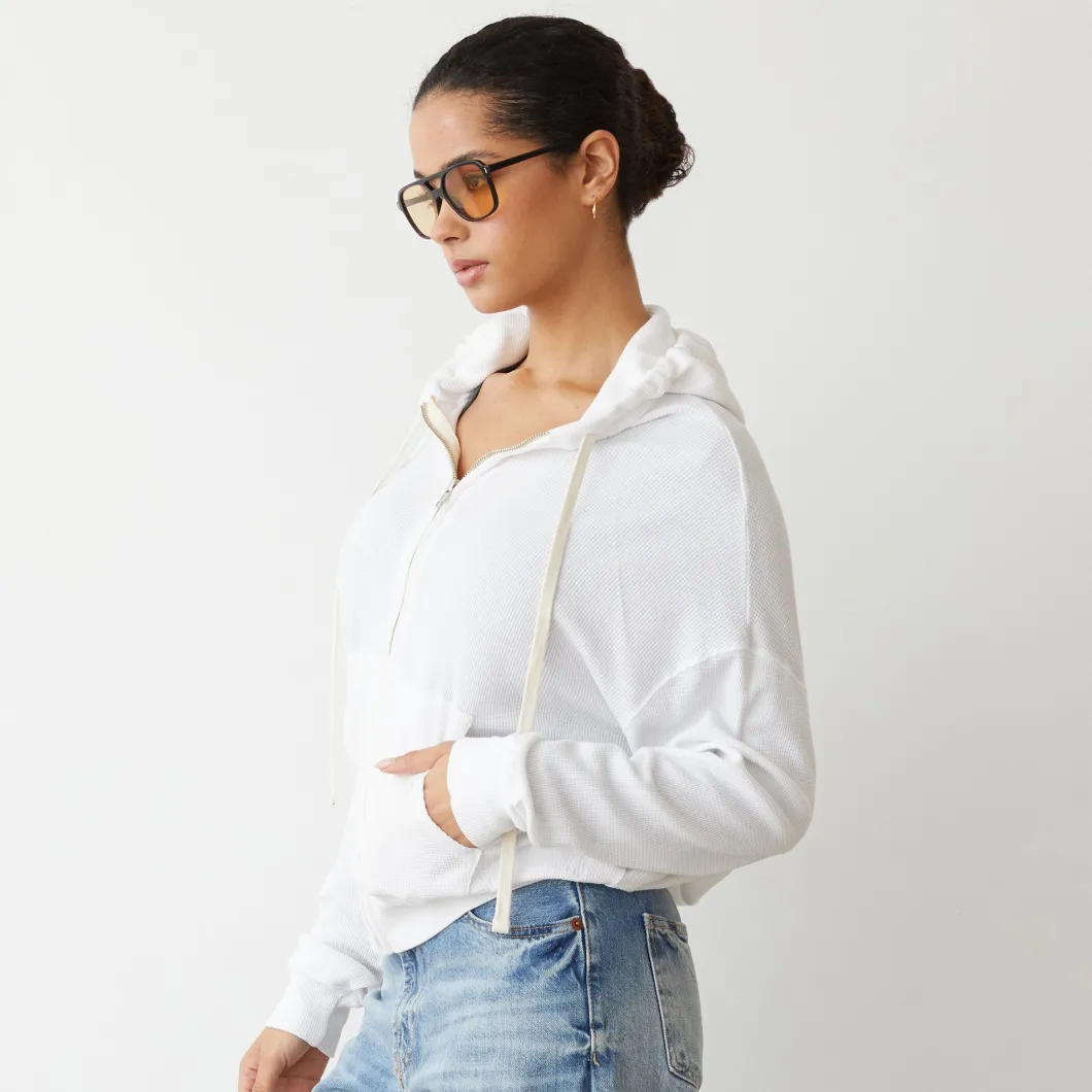 MONROW Baby Thermal Slouchy Zip Up WHITE Clearance