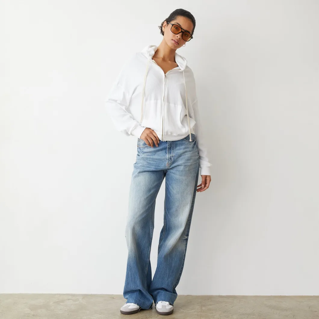 MONROW Baby Thermal Slouchy Zip Up WHITE Clearance