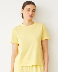 MONROW Basic Crew Neck Tee LEMON Outlet