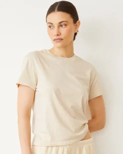 MONROW Basic Crew Neck Tee NATURAL Fashion