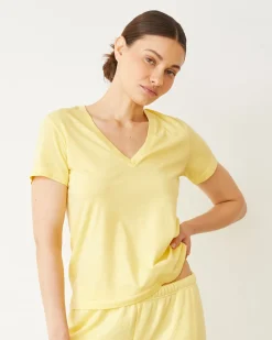 MONROW Basic V Neck LEMON Fashion