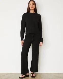 MONROW Boucle Knit Relaxed Pant BLACK Sale