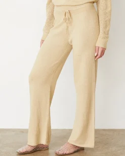 MONROW Boucle Knit Straight Leg Pant SAND Flash Sale