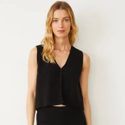 MONROW Boucle Knit Vest BLACK New