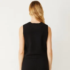 MONROW Boucle Knit Vest BLACK New