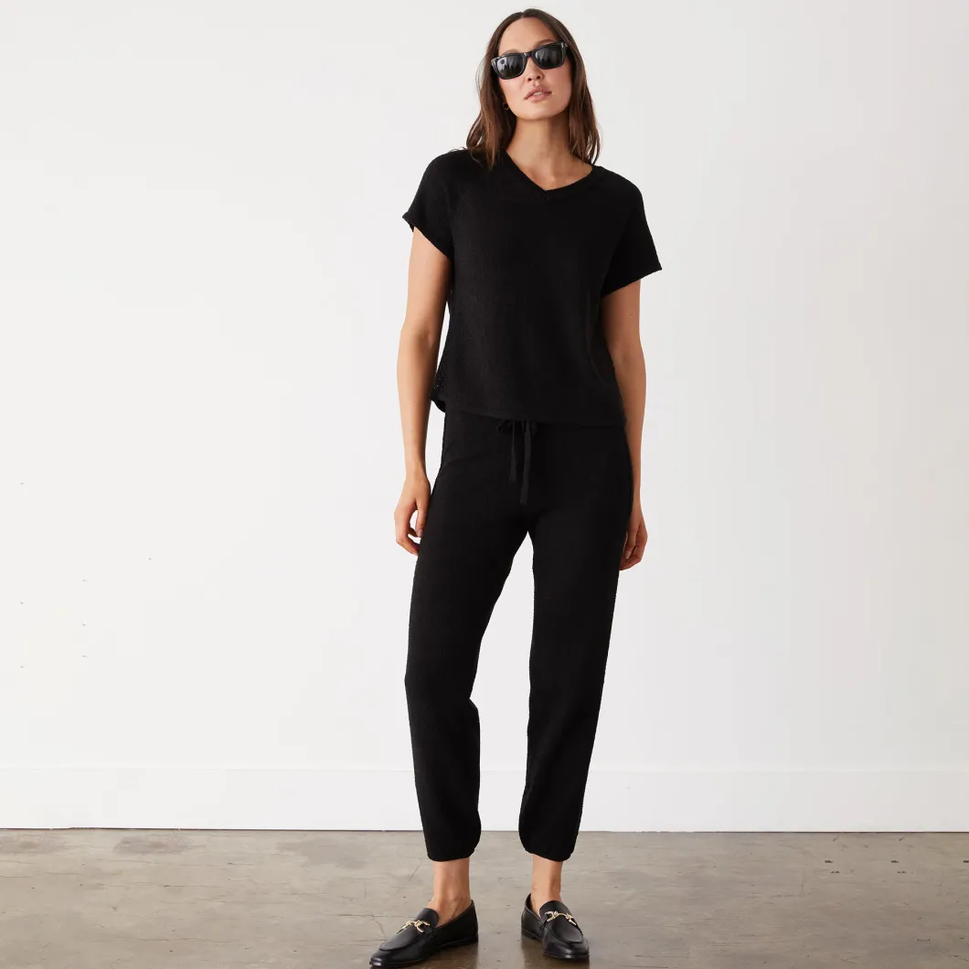 MONROW Boucle Knit Vintage Sweat BLACK Hot