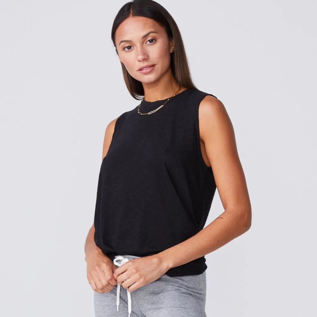 MONROW Boyfriend Muscle Tank BLACK Outlet