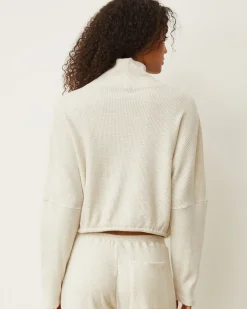 MONROW Brushed Thermal Drawcord Waist Sweatshirt ASH Hot