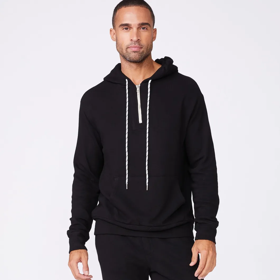 MONROW Bungee Cord Quarter Zip Hoody BLACK Hot