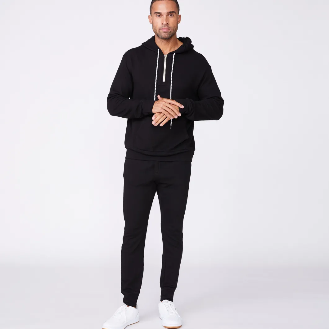 MONROW Bungee Cord Quarter Zip Hoody BLACK Hot