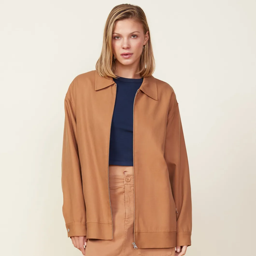 MONROW Canvas Oversized Moto Jacket HAZELNUT Flash Sale