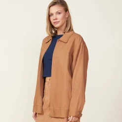 MONROW Canvas Oversized Moto Jacket HAZELNUT Flash Sale
