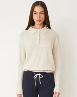 MONROW Cashmere Polo Sweater IVORY Flash Sale