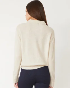 MONROW Cashmere Polo Sweater IVORY Flash Sale