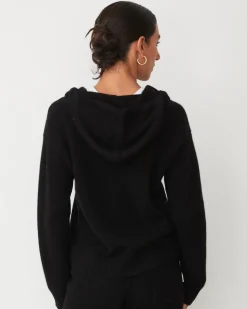 MONROW Cashmere Zip Up Hoody BLACK Flash Sale
