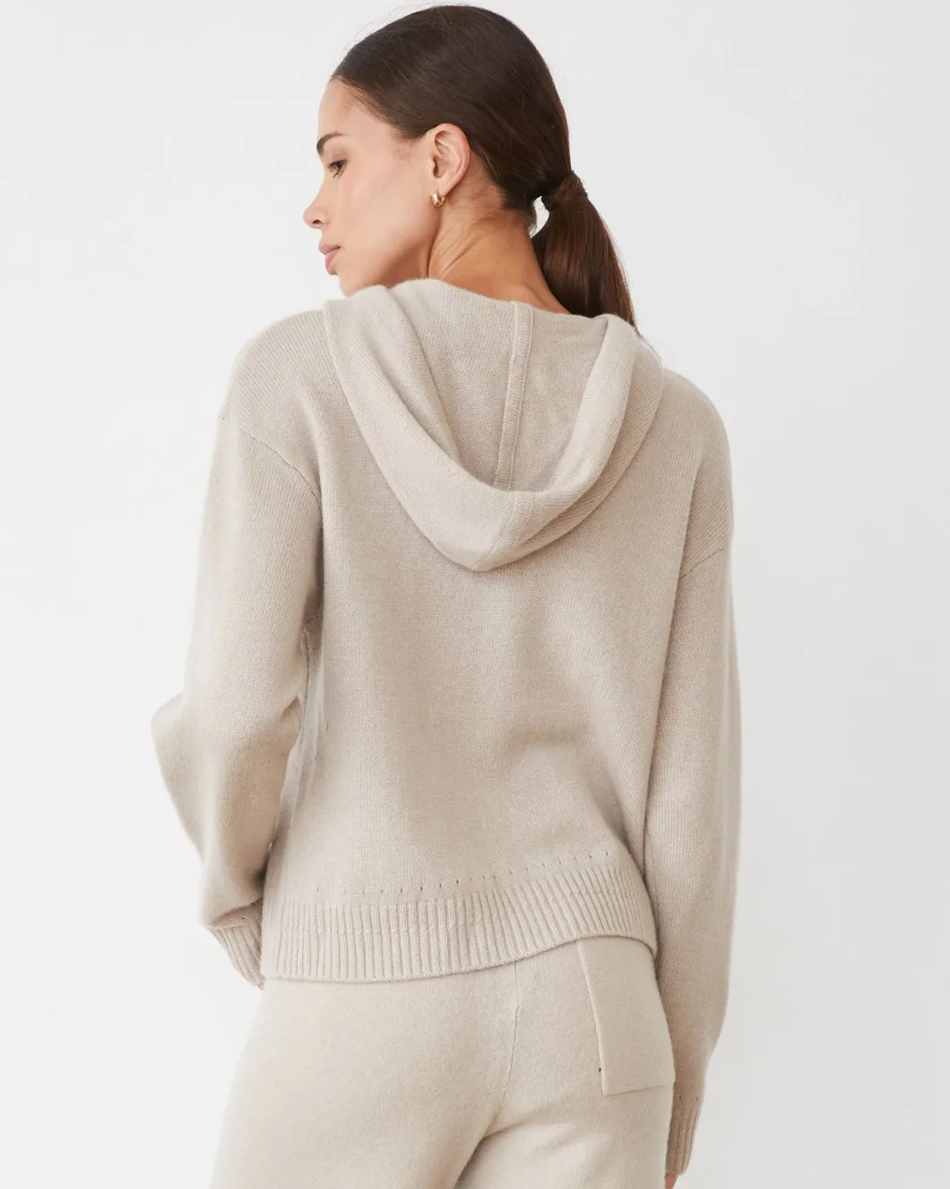 MONROW Cashmere Zip Up Hoody CHALK Fashion