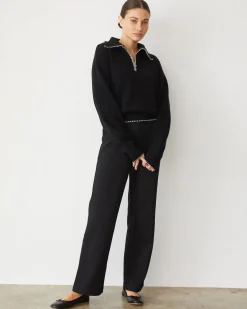 MONROW Cotton Knit Patch Pocket Pant BLACK Sale
