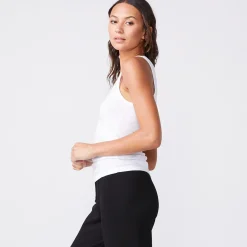MONROW Cotton Modal Narrow Tank - Color WHITE Discount