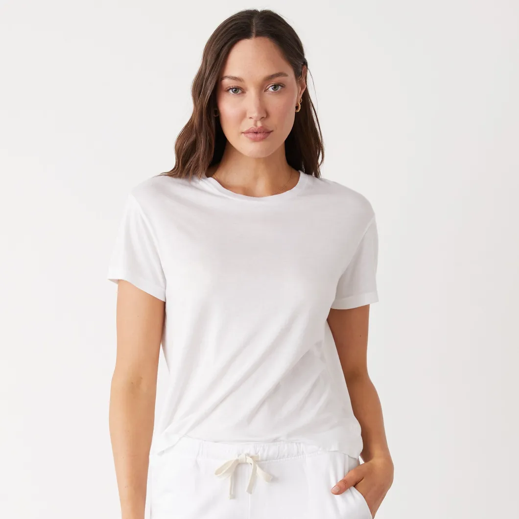 MONROW Cotton Modal Vintage Crew WHITE Online