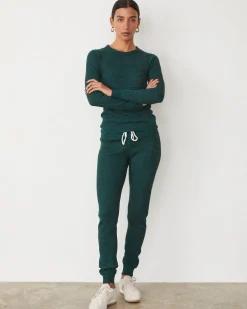 MONROW Cozy Heather Thermal Cuff Sweat FOREST New