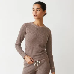 MONROW Cozy Heather Thermal Long Sleeve PECAN New