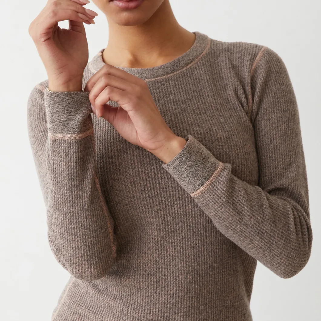 MONROW Cozy Heather Thermal Long Sleeve PECAN New
