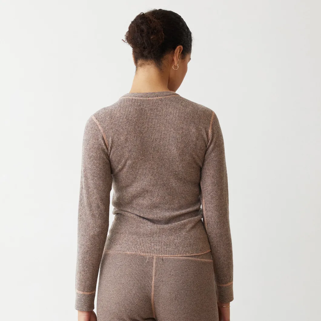 MONROW Cozy Heather Thermal Long Sleeve PECAN New