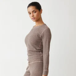 MONROW Cozy Heather Thermal Long Sleeve PECAN New