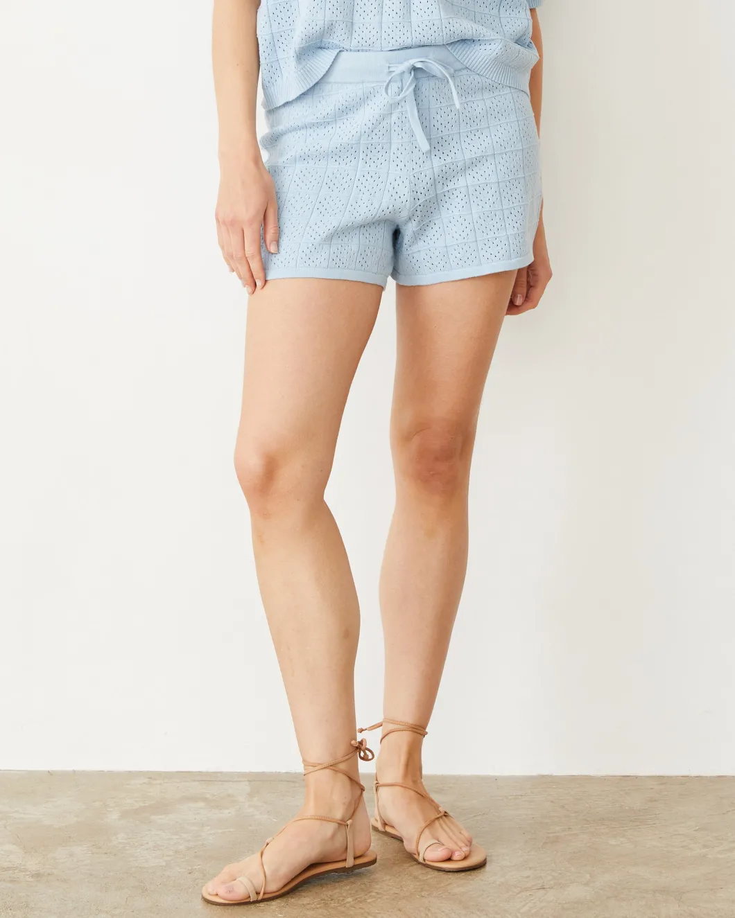 MONROW Crochet Knit Short SOFTBLUE Hot