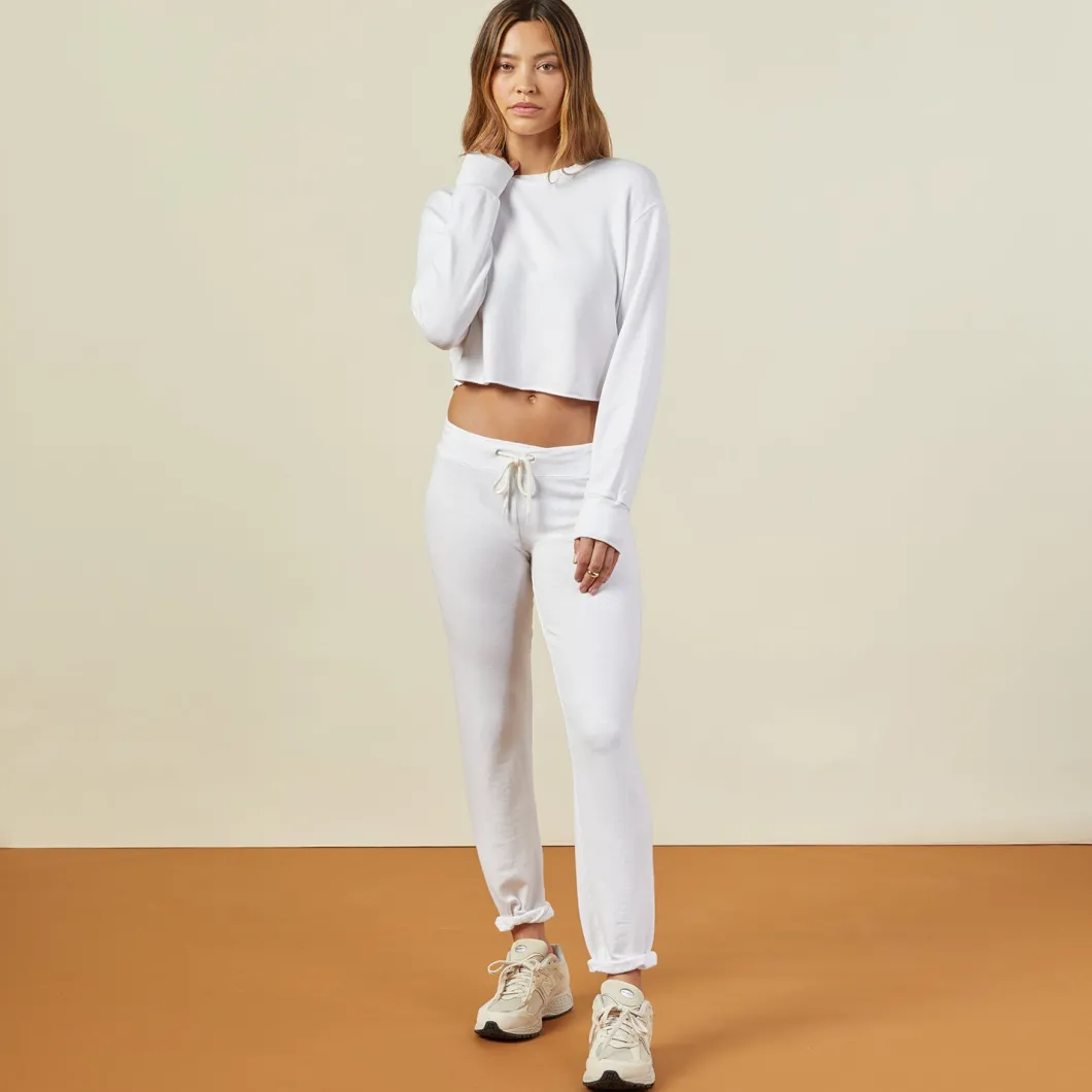 MONROW Cropped Boyfriend Sweatshirt WHITE Fashion
