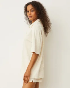MONROW Diamond Terry Cloth Oversized Shirt NATURAL Store