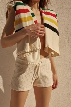 MONROW Diamond Terry Cloth Vintage Short NATURAL Shop