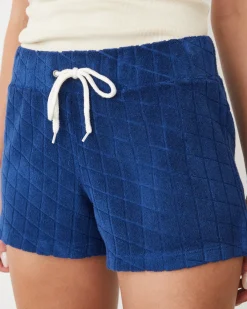 MONROW Diamond Terry Cloth Vintage Short NAVY New