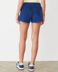 MONROW Diamond Terry Cloth Vintage Short NAVY New