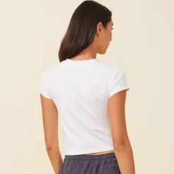 MONROW Fitted Cap Sleeve Tee WHITE Store