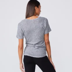 MONROW Fitted V Neck Tee - Color GRANITE Cheap
