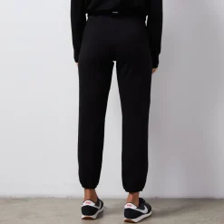 MONROW French Terry Crop Elastic Waist Sweat BLACK Outlet