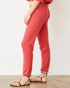 MONROW French Terry Crop Elastic Waist Sweat CHERRY New