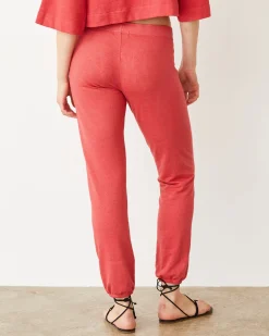 MONROW French Terry Crop Elastic Waist Sweat CHERRY New