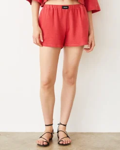 MONROW French Terry Gym Short CHERRY Hot