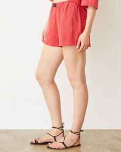 MONROW French Terry Gym Short CHERRY Hot