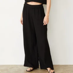 MONROW Gauze Wide Leg Cargo BLACK Sale