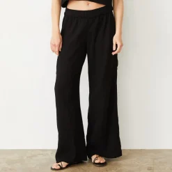 MONROW Gauze Wide Leg Cargo BLACK Sale