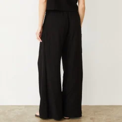 MONROW Gauze Wide Leg Cargo BLACK Sale