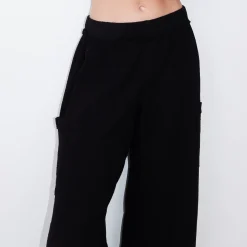 MONROW Gauze Wide Leg Cargo BLACK Sale