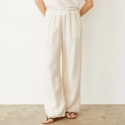 MONROW Gauze Wide Leg Pant PEARL Discount
