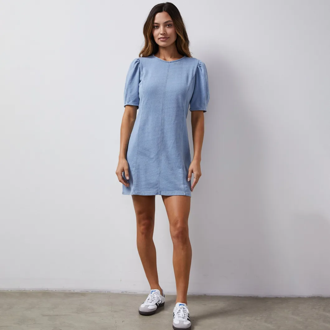 MONROW Indigo French Terry Seamed Dress LIGHTWASH Fashion